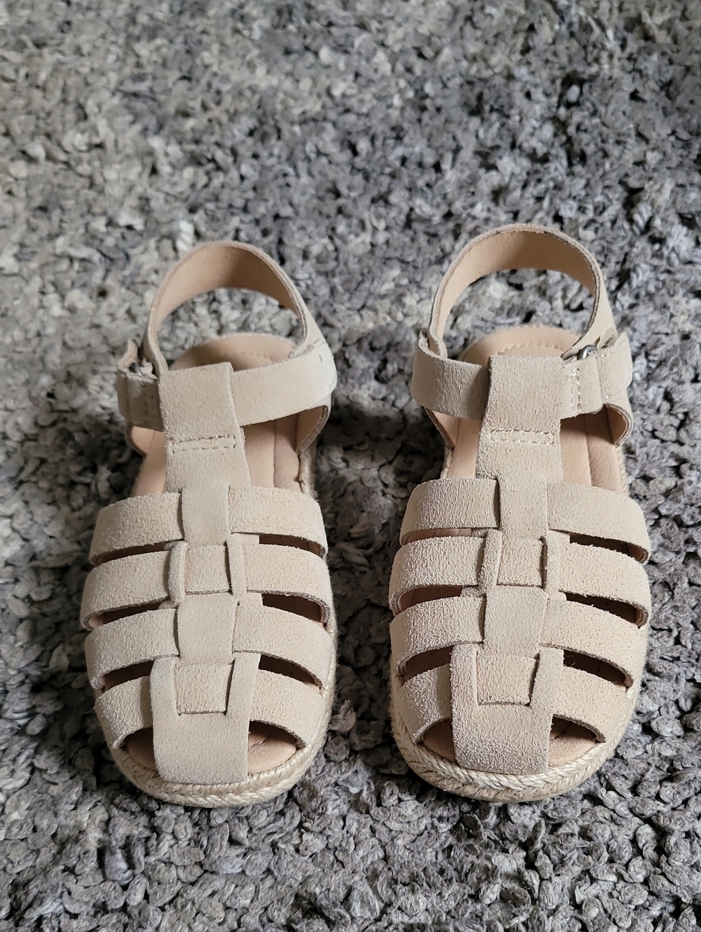 Zara Kids Beige Suede Fisherman Sandals with Ankle Strap